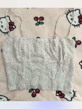 Aritzia Wilfred White Flowers tank top